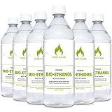 Bioethanol 96,6 – 6x1L Flaschen zum handlichen Gebrauch - TÜV geprüfte Reinheit,...