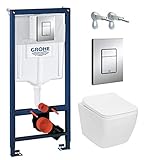 Grohe Vorwandelement inkl. Drückerplatte + Lavita Wand WC ohne Spülrand + WC-Sitz mit...