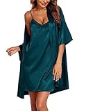 Ekouaer Nachthemd Damen Sommer Nachtkleid Kurz Zweiteiliger Sleepshirt Babydoll...