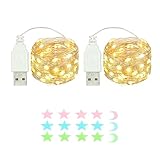 2 Stück LED Lichterkette, 30LED 3M / 10Ft USB lichterkette außen/innen Wasserdichte für...