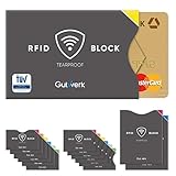 Gutwerk RFID Blocker Kartenhülle NFC Schutz TÜV geprüft 14 Stück | NFC Schutzhülle EC...