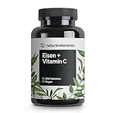 Eisen mit 40mg natürlichem Vitamin C – 240 vegane Eisentabletten – mit natürlichem...