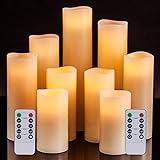Aku Tonpa Flammenlose Kerzen, batteriebetriebene Stumpenkerze aus echtem Wachs,...