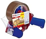 tesa tesapack Strong und Handabroller im Set mit 1 Rolle geräuscharmem Paketklebeband -...