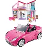 Barbie FXG57 - Malibu Haus Puppenhaus + Barbie-Puppe und Auto, Barbie-Auto in glänzendem...