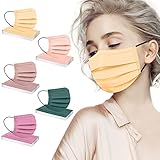 50 Stück Erwachsene Mundschutz 3-Lagig Einweg Maske Bunt Mund-Nasen Bedeckung, Staubdicht...