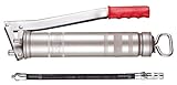 Connex Handhebelfettpresse mit Hochdruckschlauch - chromfarbig/rot - ergonomischer...