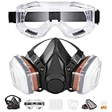 Atemschutzmaske Wiederverwendbare Halbgesichtsabdeckung mit Schutzbrille, Gasmaske mit 2...