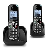 Amplicomms BigTel 1502 Duo schnurloses DECT Großtasten Telefon, Zwei Mobilteile,...