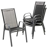 Nexos 4er Set Gartenstuhl Camping Stapelstuhl Hochlehner Terrassenstuhl – Textilene...