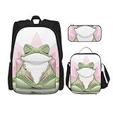 TEMKIN Netter lustiger Frosch macht Yoga bedruckter Laptop-Rucksack für Damen und Herren,...