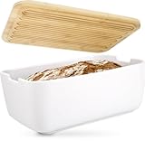 Cookery® Brotkasten aus Keramik mit Brotschneidebrett zur Brotaufbewahrung (weiß) |...