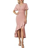 GRACE KARIN Damen Elegant V-Ausschnitt Kurzarm Einfarbig Bodycon Cocktail Meerjungfrau...