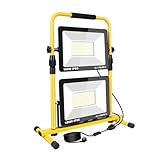 RIGIDON 200W LED Baustrahler, 20000LM LED Baustellenlampe mit H Stand Einstellbar, 6000K...