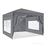 ISE Pavillon 3x3 mit Seitenwänden, Faltpavillon stabil inkl.Tragtasche, Pavillion...