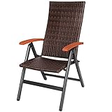 TecTake 800721 Alu Polyrattan Gartenstuhl klappbar für Garten, Balkon und Terrasse,...