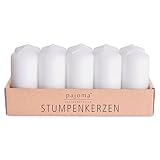 pajoma Stumpenkerzen | Ø 40 x 90 mm, Brenndauer: 9 Stunden (10 Stück, Weiß)