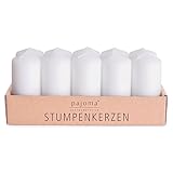 pajoma Stumpenkerzen | Ø 40 x 90 mm, Brenndauer: 9 Stunden (10 Stück, Weiß)