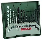 Bosch 15tlg. Mini-X-Line Spiralbohrer Mixed-Set (Holz, Stein und Metall, Zubehör...