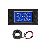 Aideepen LCD Digital Amperemeter Voltmeter AC 80-260V 100A, Leistungsmesser 6-in-1 Home...