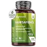 Hanföl Omega 3 Softgels - Alternativ zu Fischöl - 2000mg Hanfsamenöl - 180...