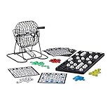 Relaxdays 10021014 Bingo Spiel mit Metalltrommel HxBxT: 20 x 17,5 x 21,5 cm Bingotickets,...