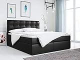 MKS MEBLE Boxspringbett 140x200 - Schwarz Doppelbett - Polsterbett mit...