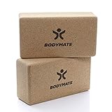 BODYMATE 2er Set Yoga Block aus Kork, Yogablöcke, Korkblock für Yoga, aus 100%...