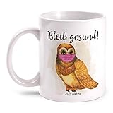 Crazy Universe Tasse - Eule - Bleib gesund - beidseitig bedruckt mit Spruch |...