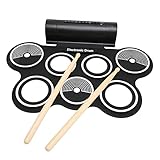 Elektronische Drum-Pads, 7 Pads, Aufrollbares Übungs-Drum-Set, Unterstützt MIDI,...