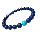 OPAL_WORLD Armband aus natürlichem Lapislazuli mit türkisfarbenen 8 mm runden Perlen,...