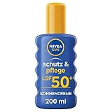 NIVEA SUN Schutz & Pflege Sonnenspray LSF 50+ (200 ml), Sonnencreme Spray für 48h...