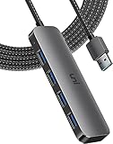 uni USB 3.0 Hub mit verlängertem 120cm Nylonkabel, Ultra Slim Alumunimgehäuse 4 Port USB...