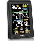 Konsen Wetterstation funk mit Außensensor Multifunktionale Funkwetterstation DCF Funkuhr...