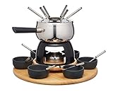 Artesà Fondue-Set mit Lazy Susan Drehteller, Edelstahl-Fondue-Topf mit Brenner,...