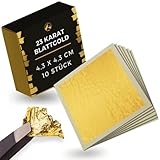 EICHENFELS Essbares Blattgold [ECHT 23 Karat] 10 Stk - 4,3x4,3cm - Laborgeprüftes...