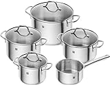 ZWILLING Flow Kochtopf-Set, 5-teilig, 4 Deckel, Induktionsgeeignet, Edelstahl