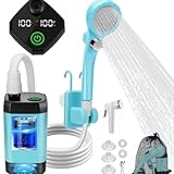Für Camping-Dusche mit 8000 mAh wiederaufladbarem Akku, 5 einstellbare Druckstufen, 4...