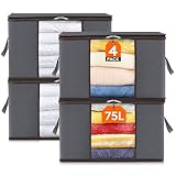 Lifewit 4 Stück Groß Aufbewahrungsbox mit Deckel, Aufbewahrungstasche für Bettdecken...