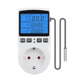 Gobesty Digital Thermostat Steckdose, Temperaturregler 230v mit Fühler, LCD Bildschirm...