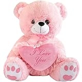 Teddybär mit Herz 'I Love You' (Rosa, 25,4 cm)