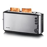 SEVERIN Automatik-Langschlitztoaster, Automatik-Toaster mit Brötchenaufsatz, Edelstahl...