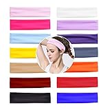 VEGCOO 14 Stück Yoga-Baumwoll-Stirnbänder, elastisches Stretch-Schweißband, Haarband,...