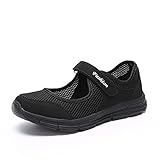 Damen Outdoor Fitnessschuhe Atmungsaktive Mesh Schuhe Sport Slipper mit Klettverschluss,...