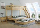 Erst-Holz® Doppel-Etagenbett 140x200 und 90x200 Erwachsenen-Stockbett Kiefer Massivholz...