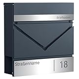 SONGMICS Briefkasten personalisiert, mit Namensschild, Hausnummernschild, Postkasten,...