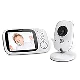 GHB Babyphone 3,2 Zoll Smart Baby Monitor mit TFT LCD Bildschirm Nachtsichtkamera und...