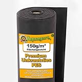 Aquagart Unkrautvlies schwarz PES - 150g I Unkrautschutzfolie für Garten & Hochbeet I...