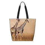 OHWODA Wild Animals Retro Farmhouse Printed Large capacity shopping shoulder bag, reusable...