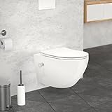 LuxeBath Wand WC Spülrandlos mit Bidet-Funktion, Weiß, Tiefspüler Keramik Hänge WC,...